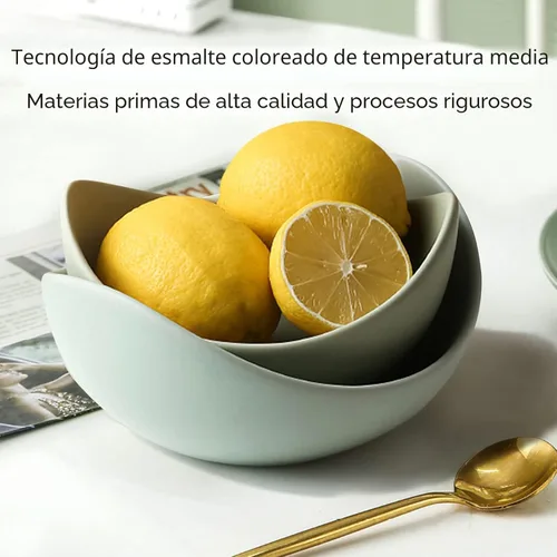 Miniatura 4 de Notakia Cuencos decorativos de ensalada con forma de loto, aptos para lavavajillas, cuencos de cerámica únicos en ángulo para ensalada, pasta, sopa