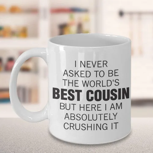 Miniatura 3 de M&P Shop Inc. Taza de café con texto en inglés "I Never Ask to Be the World's Best Cousin – Taza de café, la mejor idea de regalo de cumpleaños, día