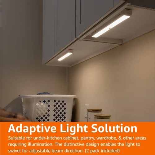 Miniatura 8 de Amazon Basics Barra de luz LED USB/funciona con pilas, sensor de movimiento giratorio, luces adhesivas, 250 lúmenes, 12 pulgadas, iluminación debajo