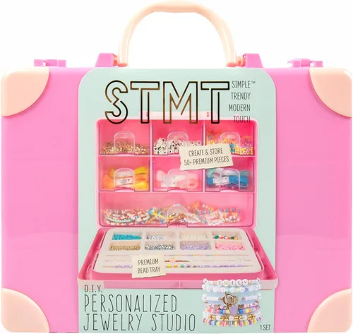 Miniatura 2 de STMT Estudio de joyería personalizada, crea más de 50 piezas premium, kit de fabricación de pulseras de moda, incluye dijes de pulsera de metal