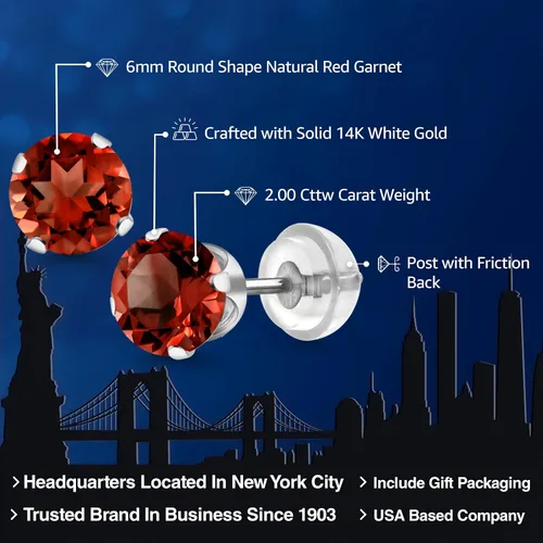 Miniatura 116 de Gem Stone King Aretes solitarios con piedra natal de oro de 14 quilates Redondos de 0.236 in Aretes de oro para mujeres y hombres