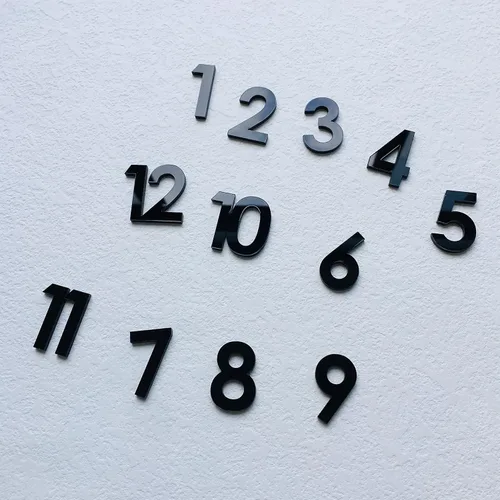 Miniatura 2 de 12 piezas de números acrílicos con espejo árabe para un reloj de pared (negro)