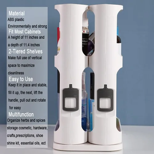 Miniatura 3 de Organizador giratorio para especias, dos estantes giratorios de 2 niveles para cocina, estante multifunción para almacenamiento de tarros