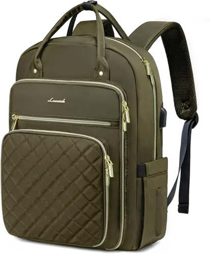 Miniatura 18 de LOVEVOOK - Mochila para portátil para mujer, resistente al agua, mochila de trabajo y viaje, con monedero, elegante, mochila de negocios, mochila
