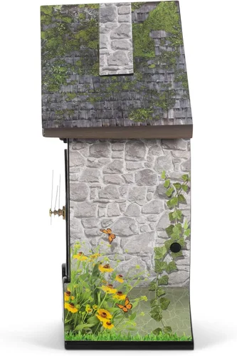 Miniatura 6 de Mark Feldstein Garden Cottage Singing Cardinal - Reloj de cuco con sonido de pared, 14 x 10