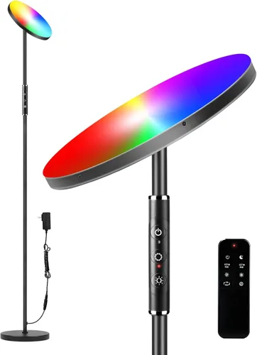 monococo Lámpara de pie LED RGB, 2025 mejorada 36 W 3600 lúmenes, atenuación continua que cambia de color, lámparas de pie con control remoto, 69