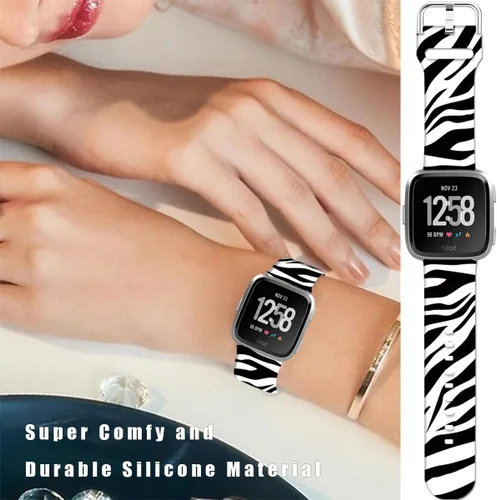 Miniatura 4 de Correas de reloj de silicona suave compatibles con Fitbit Versa 2/Versa/Fitbit Versa Lite/SE, correa de repuesto con bonito patrón floral de 0.98