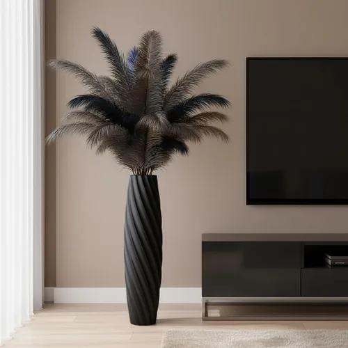 Miniatura 5 de Jarrón alto de suelo de 23.6 pulgadas de alto, resistente, lujoso, texturizado para ramas decorativas, flores secas, jarrón de suelo para rústico
