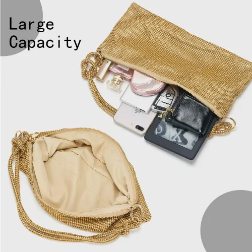 Miniatura 2 de Bolso de mano con diamantes de imitación para mujer, bolso de noche brillante con purpurina, bolso Hobo para graduación, cóctel, fiesta, boda