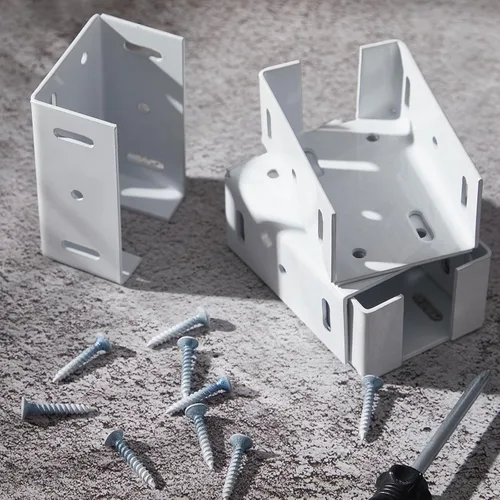 Miniatura 7 de Hicarer 4 piezas de soporte de valla de aluminio resistente con tornillos para panel de cercado de vinilo y kit de soporte de barandilla