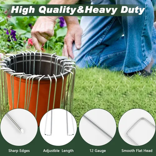 Miniatura 3 de FEED GARDEN Paquete de 50 grapas galvanizadas de 4 pulgadas, calibre 12, estacas de jardín antioxidantes, tela de paisajismo, alfileres SOD, estacas