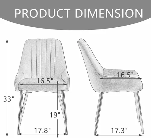 Miniatura 3 de ANOUR Juego de 4 sillas de comedor modernas de terciopelo, sillas de comedor tapizadas con patas de metal dorado, sillas laterales sin brazos