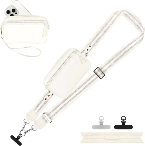 Miniatura 45 de YFWE Correa de clip and go para teléfono con cartera cruzada, cordón ajustable para teléfono con cartera RFID desmontable, correa universal