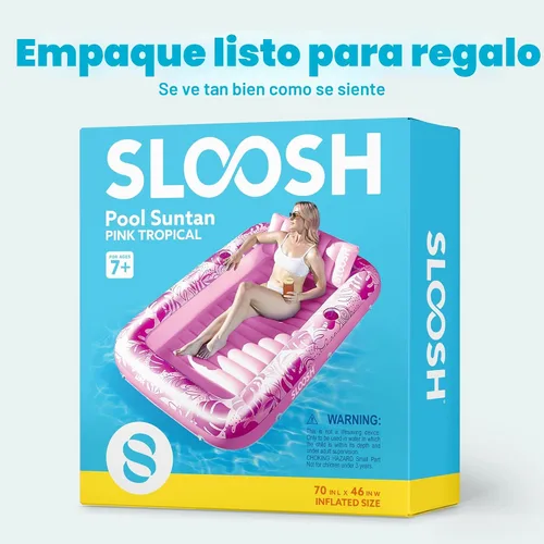 Miniatura 9 de SLOOSH Flotador inflable para tumbona de piscina, 70 x 46 pulgadas, flotadores de piscina para adultos con almohada, flotador 4 en 1 para balsa