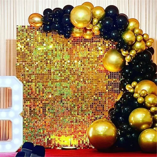 Miniatura 31 de 12 paneles cuadrados de lentejuelas brillantes para pared color azul claro (Baby Blue) telón de fondo decorativo para fiestas de bodas
