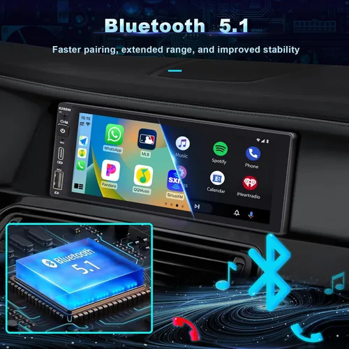 Miniatura 5 de Estéreo inalámbrico de un solo DIN para automóvil con Apple Carplay, pantalla táctil IPS Radio de coche con Bluetooth, cámara de respaldo, radio