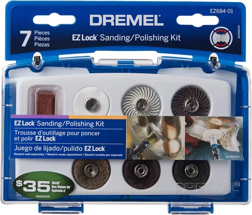 Miniatura 10 de Dremel EZ726-01 EZ Lock Kit de accesorios rotativos de lijado y pulido, juego de 8 piezas