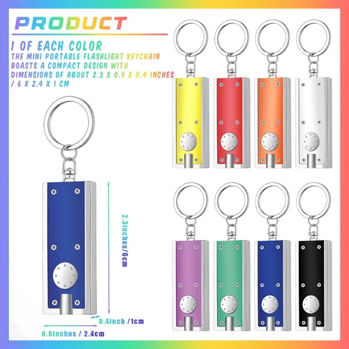 Miniatura 2 de Glooglitter 8 piezas mini llavero linterna LED llavero luz a granel pequeña linterna para acampar al aire libre senderismo equipo y regalo de Varios