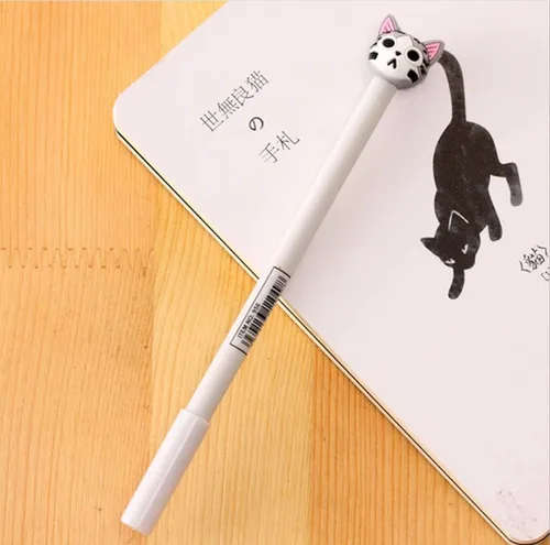 Miniatura 8 de Bolígrafos de gel de gatos lindos, juego de bolígrafos kawaii divertidos, bolígrafos de tinta negra de animales para niños, suministros de oficina