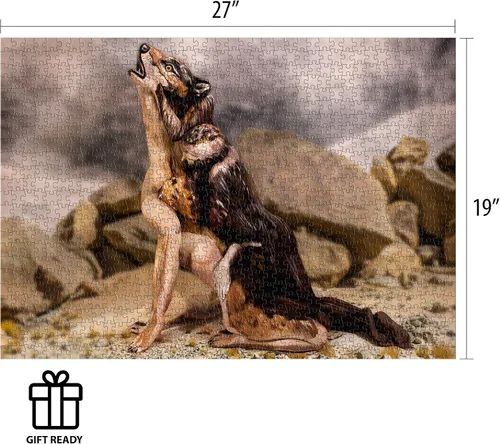 Miniatura 6 de Rompecabezas de 1000 piezas, arte de ilusión de pintura de cuerpo de Johannes Stötter - Lobo