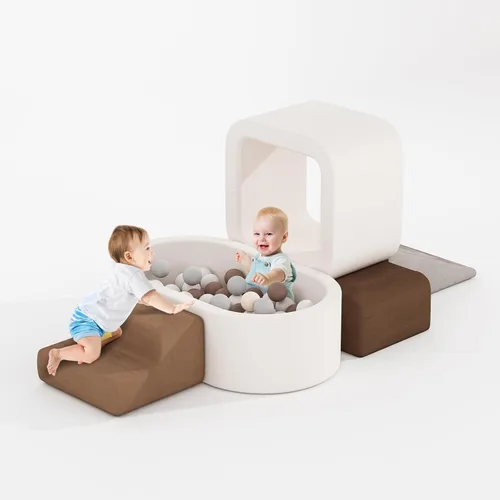 Miniatura 9 de BanaSuper Bloques de escalada para niños pequeños de 6 piezas con pozo de pelotas, juego de espuma suave, juguetes de escalada para bebés y niños
