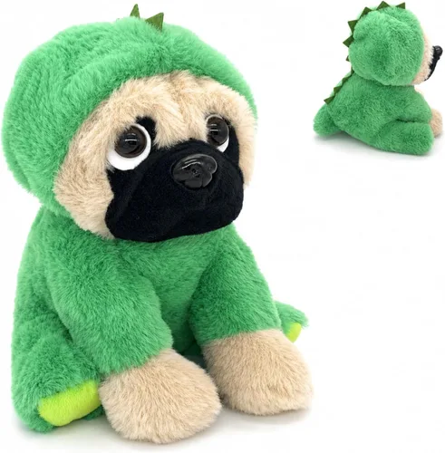 Miniatura 11 de Peluche de Pug de 10 pulgadas, juguete de peluche suave para perro con disfraz de diablo, regalo divertido para niños, novio, novia o amantes