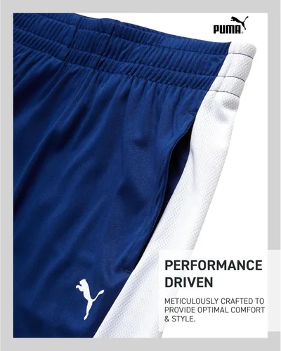 Miniatura 4 de PUMA Pantalones cortos deportivos para niños, de secado rápido, transpirables, entrelazados, con bolsillos (tallas 4-20)
