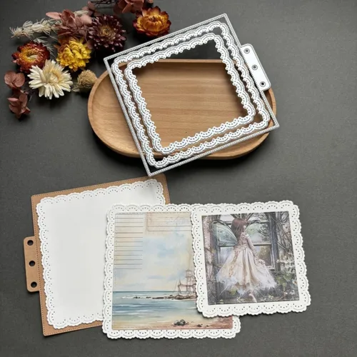 Miniatura 24 de Troqueles para álbumes de recortes, marco de capas de corte de metal para hacer tarjetas, plantilla de perforación de manualidades de papel, 8
