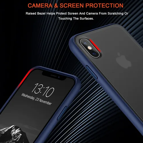 Miniatura 4 de TENDLIN Compatible con iPhone Xs Max, funda translúcida mate dura con parachoques de silicona suave, cómoda funda (azul)