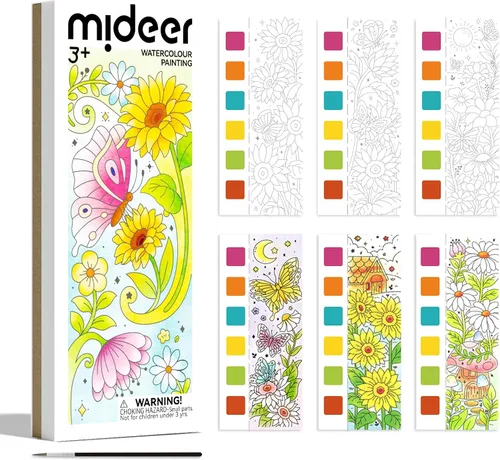 Miniatura 11 de MiDeer Libro de Pintura de Acuarela de Bolsillo para Niños de 4-8+ Años, Pintura Sin Desorden con Libros para Colorear con Agua, Kit de Acuarela