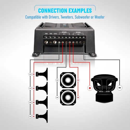 Miniatura 9 de Banda Audiopart BD-800.4 Amplificador de 4 canales de audio para automóvil – 800 W RMS 2 ohmios de rango completo amplificador de 4 canales a 12.6 V