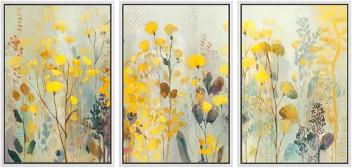 Miniatura 30 de SIGNWIN Impresión en Lienzo Enmarcado Arte de Pared Rosa Blanca Suave Floral Flores Delicadas en Floración Ilustraciones Modernas Bohemias Escénicas