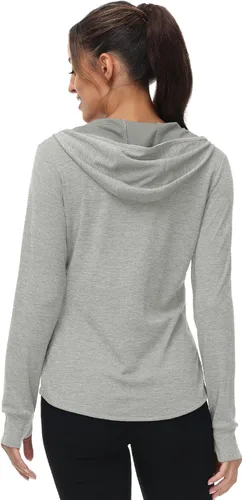 Miniatura 39 de TBMPOY Chaquetas con capucha y protección solar UPF 50+ para mujer, ligeras, de manga larga, para senderismo, exteriores, con cremallera completa