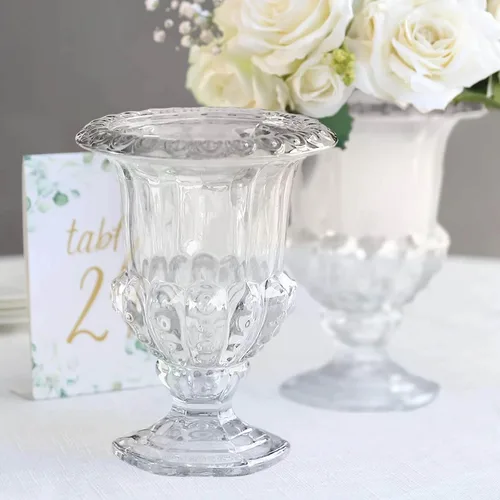 Miniatura 12 de Efavormart - Juego de 2 centros de mesa de trompeta con adornos de cristal transparente de 31 pulgadas, jarrón reversible de plástico para flores