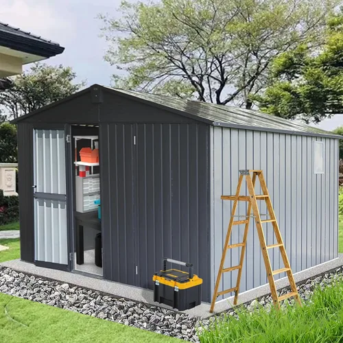 Miniatura 15 de Domi Cobertizo de almacenamiento para exteriores de 5 x 3 pies, cobertizo de jardín de metal con marco de acero galvanizado para bicicleta