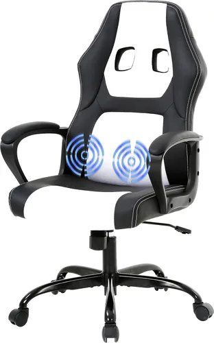 Miniatura 9 de HHS Silla reclinable de oficina para adultos, respaldo alto, de cuero, escritorio, juegos, carreras, ejecutiva, ergonómica, ajustable, giratoria