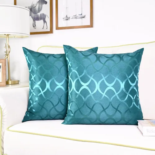 Miniatura 6 de CaliTime Juego de 2 fundas de almohada modernas, brillantes y opacos, con forma de onda, geométricas abstractas, para sofá, cama, sofá, decoración