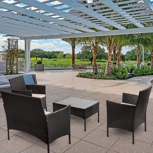 Miniatura 6 de Homall Juego de 4 muebles de patio al aire libre, sillas de mimbre, para uso en interiores y exteriores, patio, porche, jardín, piscina, balcón