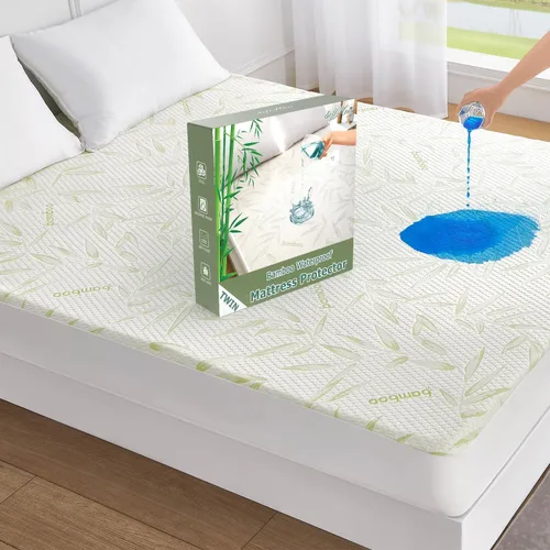 Miniatura 10 de Protector de Colchón Queen Impermeable Funda de Colchón Lavable de Rayón de Bambú Cubierta de Colchón Transpirable Silencioso Protector de Cama 5