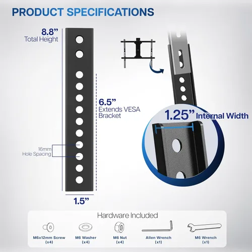 Miniatura 2 de VIVO Juego de Soporte de Placa Extendida VESA Vertical Diseñado para Televisores de Patrón VESA Bajo, Compatible con Montajes de Techo para TV, 2