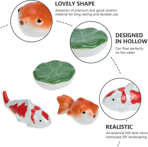 Miniatura 5 de BESPORTBLE Figuras de peces de porcelana, flotadores de pecera, estatua de pez de cerámica, decoración de bolas, decoración de acuario, criatura