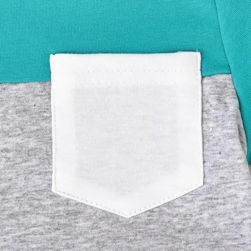 Miniatura 36 de Ropa para bebé niño pequeño, trajes de verano de manga corta, camiseta de retazos y pantalón con bolsillo, conjunto de 2 piezas, 12 meses a 4 años