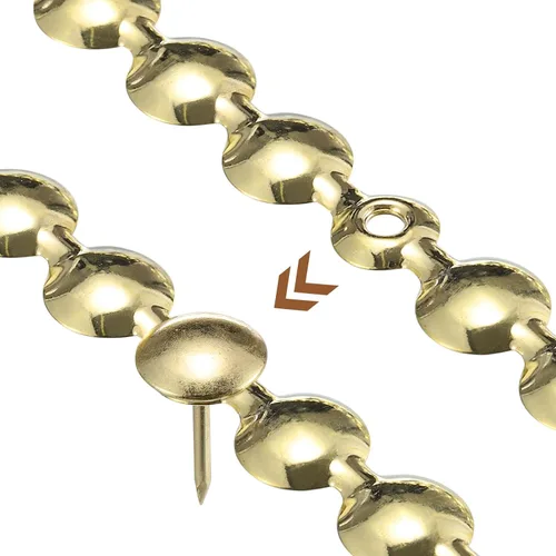 Miniatura 4 de uxcell 10 tiras de tachuelas de tapicería, adornos decorativos brillantes de 3.3 ft para sofá, cabecero, silla, muebles con clavos de tapicería Oro