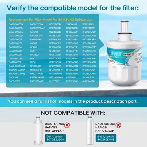 Miniatura 2 de ICEPURE Filtro de agua alcalino DA29-00003G de repuesto para refrigerador Samsung DA29-00003A, DA29-00003B, Aqua-Pure Plus, HAFCU1, FMS-1 WSS-1