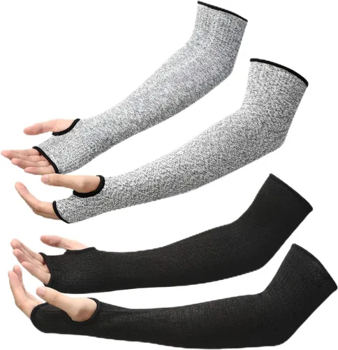 Geyoga 2 pares de mangas de protección de brazo de nivel 5, resistentes a los cortes, protectores de antebrazo para piel fina y moretones para