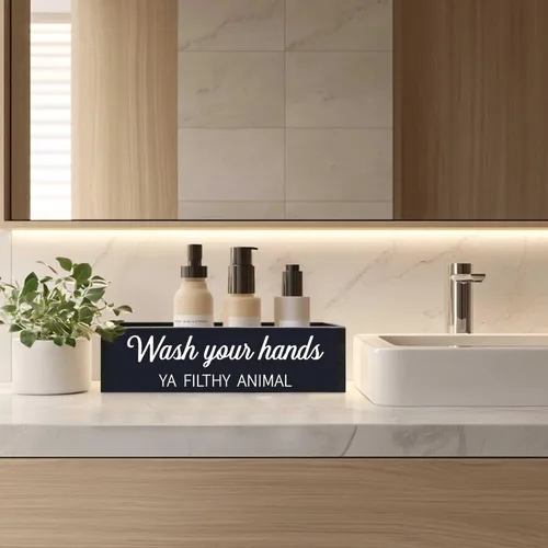 Miniatura 8 de Caja de Decoración para Baño, Canasta de Papel Higiénico con Letreros de 2 Lados Estilo Granja, Canasta para Inodoro Tank Topper Decoración Rústica