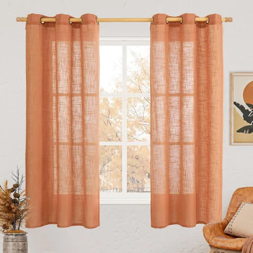 Miniatura 141 de LAMIT Cortinas de lino sintético para dormitorio, paneles filtrantes de luz, cortinas de lino con protección de privacidad con ojales para ventanas