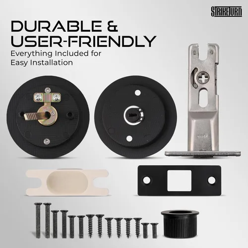 Miniatura 3 de Cerradura de puerta redonda de bolsillo negro mate de alta calidad, diseño moderno reversible de hardware de puerta de bolsillo con mango