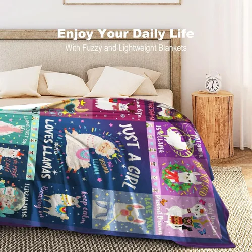 Miniatura 6 de Manta de llama linda manta suave y cálida de alpaca de dibujos animados para sofá, cama, regalos de cumpleaños de alpaca para niñas, adultos