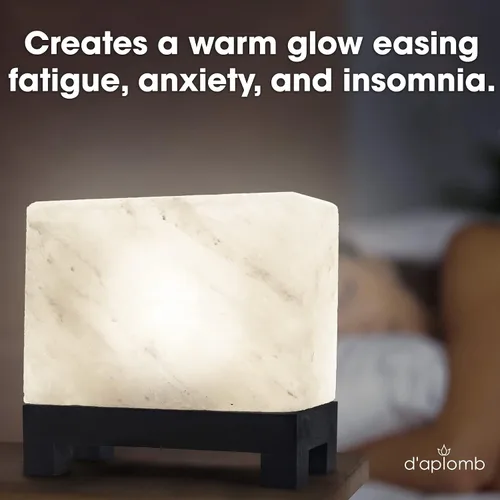 Miniatura 6 de d'aplomb Lámpara de sal natural del Himalaya 100% auténtica; tallada a mano, moderna y rectangular, sal de roca de cristal blanco rara de la montaña